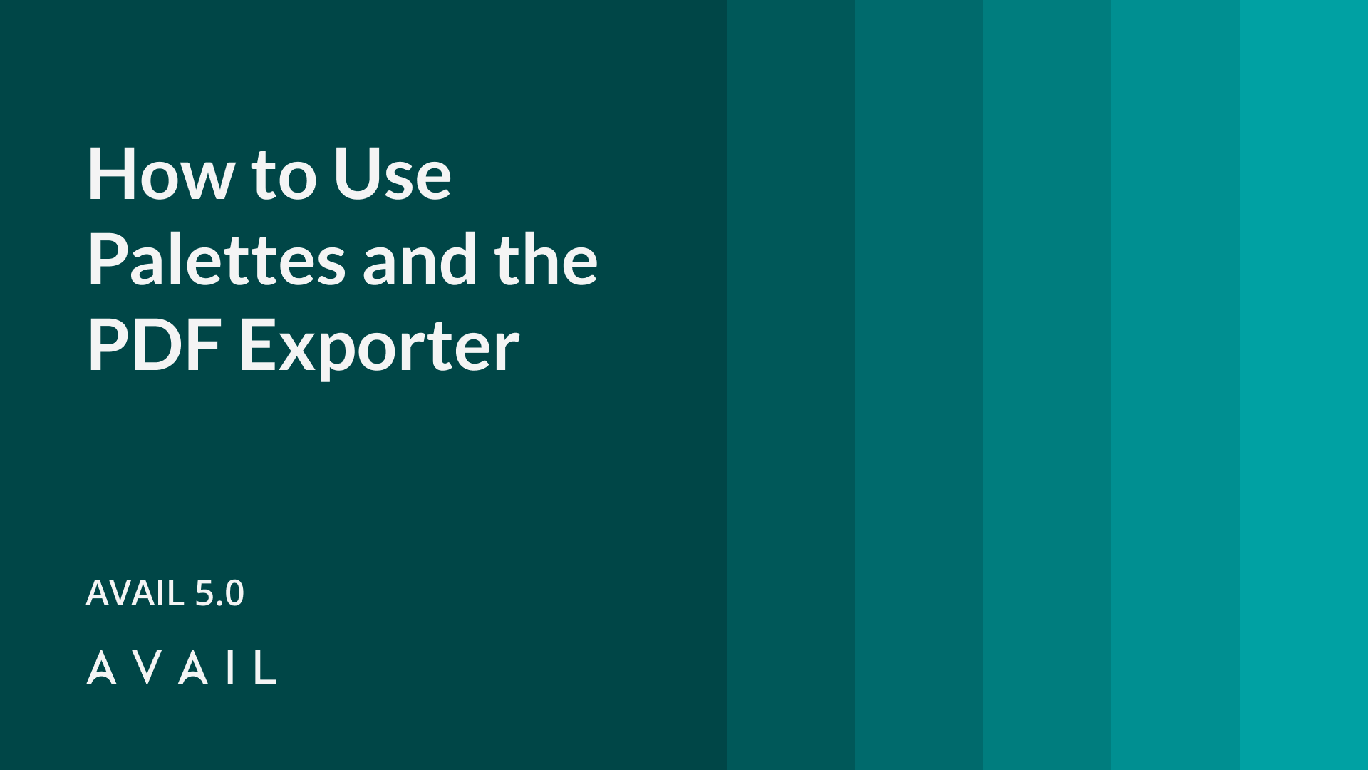 How to use Palettes and the PDF Exporter